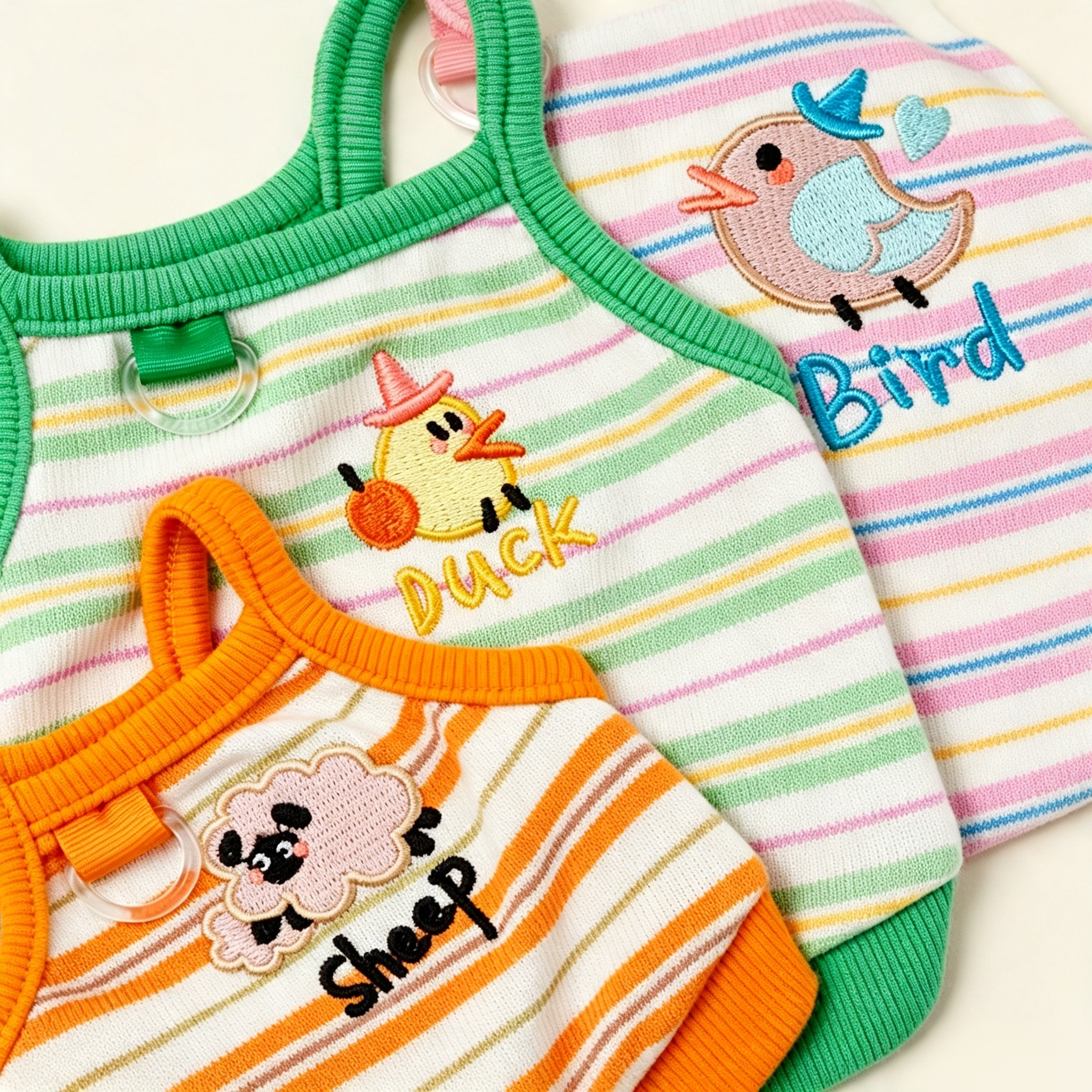 Pet Striped Embroidered Tank Top