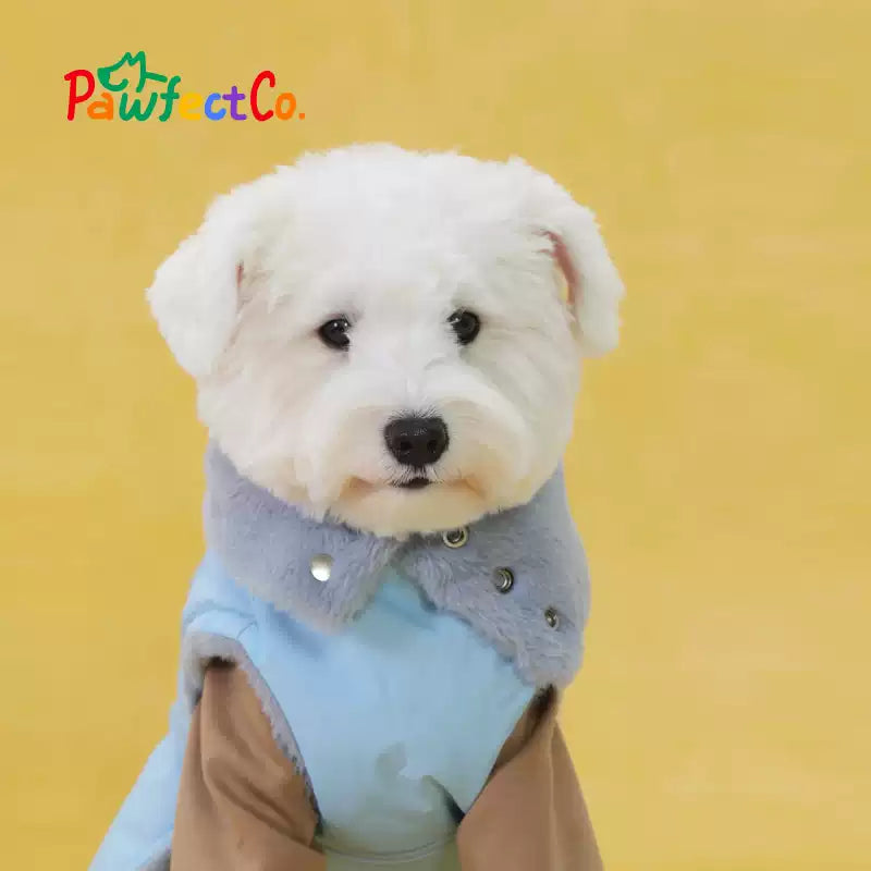 Winter Furry Collar Leather Dog Cape