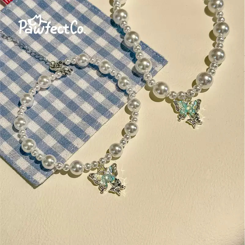 Dog Faux Pearl Necklace Pet Collar